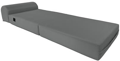 D&D Futon Furniture Klappbett aus Schaumstoff, Schaumstoffdichte 0,8 kg, zusammengeklappte Sofa-Matratze, 6 x 24 x 70 cm, Grau