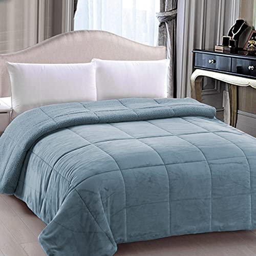 Morbidissimi Trapunta Dolomiti velluto e lana agnellata - dimensioni varie Z584 Matrimoniale DENIM