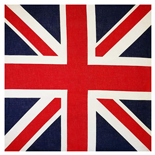SUCHUANGUANG 54x54cm Unisex Britische Flagge Union Jack Biker Square Bandana Fußballfans Karneval Baumwolle Kopfwickel Hip Hop Tanzen Taschentuch Langer Schal