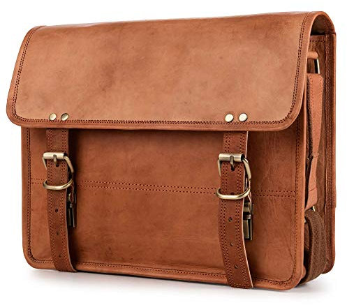 Berliner Bags Vintage Umhängetasche York M aus Leder, Messenger Bag mit Laptopfach für Damen und Herren - Braun