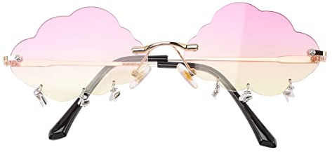 VALICLUD Wolke Sonnenbrille Randlose Vintage Sonnenbrille Lustige en Disco e Blitz Quaste für Frauen Männer Getönte e Festival Sonnene