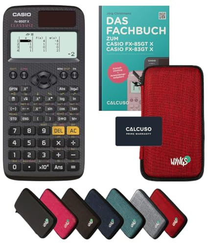 Casio fx-85GT X Incl. Funda Protectora Rojo y Libro especializado (64 páginas, DIN A5) – Calculadora científica – Smart Set (Alemán)