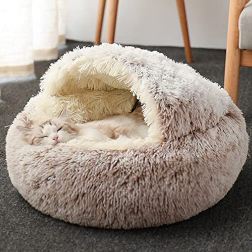 DG Catiee Lit en forme de grotte pour chats, lit pour petits chiens, taille moyenne, apaisant pour chats, moelleux, chaud, en forme d’igloo, pour chats d’intérieur, chatons, petits chiens (polaire, 35