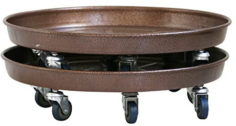 ARTLINE 16 Round Plant Stand with Lockable Wheels, 420lbs Heavy Duty for Indoor Outdoor, Large Rolling Dolly Planter Caddy on Casters to Carry Potted Flower Pot, Round Metal Tray NO Holes, 2 Pack