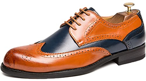Zaylee Zapatos de traje para hombre, estilo vintage, elegantes, con cordones, para negocios, EU43, marrón