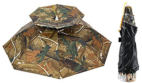 CHEMYO 100 cm Angelschirm Großer doppellagiger Sonnenschutz, Faltbarer Outdoor-Kopf, doppellagiger UV-Schutz mit freihändiger Regenkappe zum Angeln, Gartenarbeit, im Freien