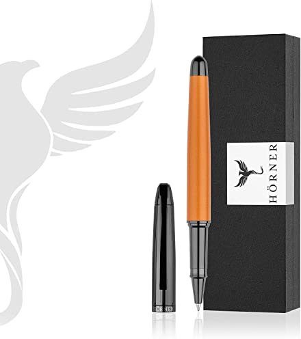 Hörner Auerus I Hochwertiger Tintenroller I Premium Geschenkbox I Schreibfarbe Blau 0,7 I Wechselbare Mine I Strichstärke M I Aus Metall I Ergonomisches edles Design