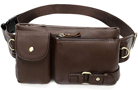 FANDARE Retro Bauchtasche Brusttasche Gürteltasche Hüfttasche Sport Leder Sling Bag Umhängetaschen Herren Schultertasche Wasserresistent Crossover Daypacks für Outdoor Reisen Crossbody Pack Braun A