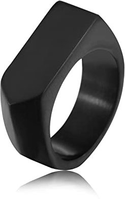 Banemi Ring Herren Schwarz, Vintage Ringe Herren Edelstahl Schwarzer Siegelring In Pfeilform Jahrestags Geschenk Ring Größe 65 (20.7)