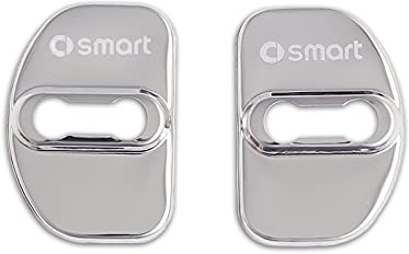 BRALEM 2 StüCk Auto TüRschloss Abdeckung Für Smart 453 451 450 Fortwo Forfour, Schutzriegelkappe Aufkleber Korrosionsschutz Kfz-Innenraumschutz ZubehöR,Mirror silver-451 fortwov
