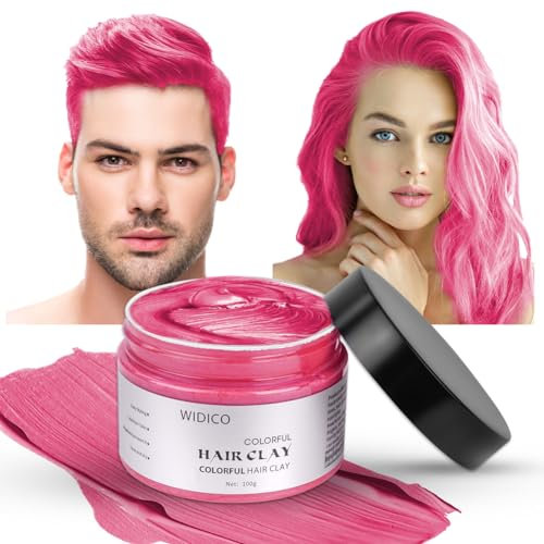 LOPHE Cera Temporal para Teñir el Cabello, 100g Cera del color del pelo, Temporal Tinte para Cabello barros naturales para teñir el pelo para teñir el cabello en color Cosplay partido, Rosa