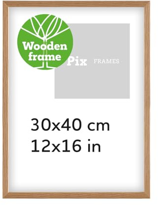 Pix FRAMES Bilderrahmen Holz 30x40cm - Fotorahmen mit Acrylglas Eiche | Holzrahmen für Wandbehänge oder Tischdekoration - Picture Frame zum Aufhängen - Holzbilderrahmen