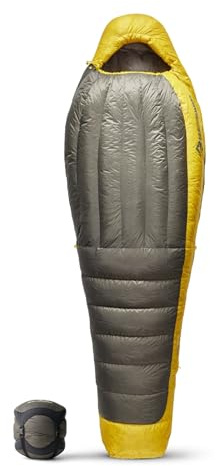 Sea to Summit - Sacco a pelo in piuma Spark Ultralight Long (-9°C) - Sacco a pelo mummia con imbottitura in piuma - Lunghezza corpo - 850+ Loft Ultra-Dry Down - 3 stagioni - Per escursioni - Grigio e