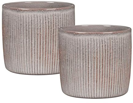 Scheurich Solido Linea, Blumentopf 2er Set aus Keramik, Farbe: Seashell, 15 cm Durchmesser, 13,7 cm hoch, 1,9 l Vol.