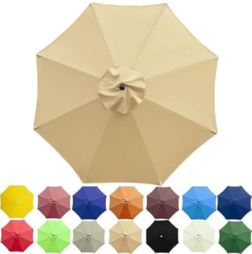 SANTUO Sonnenschirm Ersatzbezug 2m/2.3m/2.5m/2.7m/3m/3.5m/4m 6/8 Streben, UV-Schutz Ampelschirm Bezug, Wasserdicht Schirmbezug Sonnenschirm Ersatzteile für Balkon, Garten, Pool und Strand