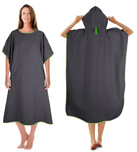 KUOGAS badponcho, handduksponcho, 117x88cm mikrofibersurfing, snabbtorkande duschponcho, långt blöjbyteshjälp med huva