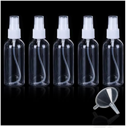 Sprühflaschen mit feinem Nebel, 5 Stück, 100 ml, transparent, nachfüllbare Kunststoff-Reise-Sprühflaschen