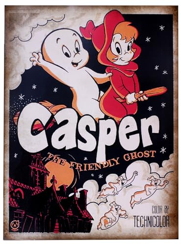 KUSTOM ART Poster Serie Locandine Film Celebri Casper The Friendly Ghost Fantasy Brad Silberling Cartoon Stampa STILE VINTAGE su Carta Patinata 40x30 cm.
