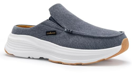 Men's Orthopedic Slip-On Loafers for Flat Feet: Comfortable Arch Support Walking Shoes for Plantar Fasciitis, Diabetic Cushion Thick Sole Slippers for Shopping, Hanging Out Denim Size 10