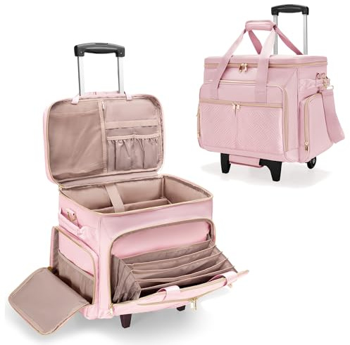 Prokva Borsa per Insegnanti con Rotelle e Trolley Staccabile, Laptop 15,6”, Materiale Design Brevettato, Rosa