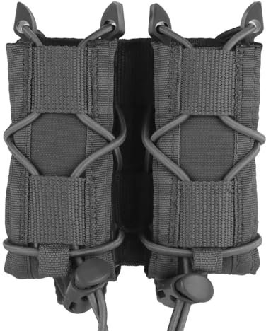 Peminkoo Pistolen-Doppelmagazintasche, Magazintasche, 9 mm Molle, offene Magazintasche für Kaliber .40, 45acp, G1ock, 226/229, Klappmesser (Grey)