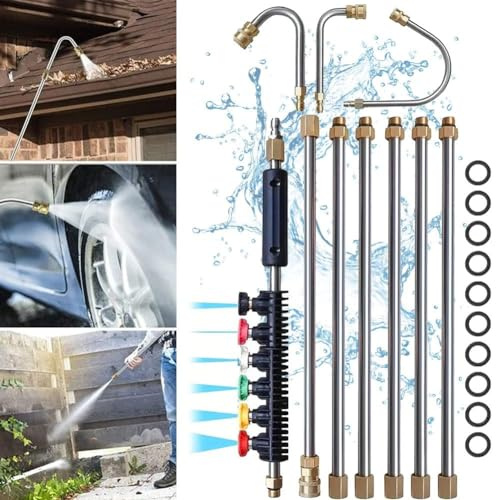 4000 PSI Teleskop-Hochdruckreiniger-Zauberstab-Set für Dachrinnen- und Dachentwässerung & Wandreinigung, Dachrinnenreiniger-Werkzeugzubehör vom Boden, Hochdruckreiniger-Verlängerungsstab