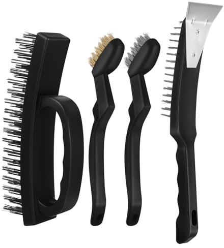 ULTECHNOVO Wire Brushes Set for Cleaning 10.83 Inch Industrial Scrub Brushes Heavy Duty Wire Cleaning Brushes for Rust Removal Polishing and Grinding with Comfortable Grip