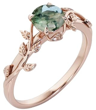 Shusukue Moosachat/Moosachat und Opal Ring Silber 925 Moosachat Ring Vintage Damen Moosachat Schmuckge Schenke Damen