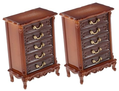 ORFOFE 2st Mini-kommode Puppenschrank Spielzeug Basteln Für Kinder Mini-aufbewahrungsschrank Puppenhaus Miniatur Selber Bauen Altes Puppenhaus Miniatur-bücherregal Mini- Hölzern Brown