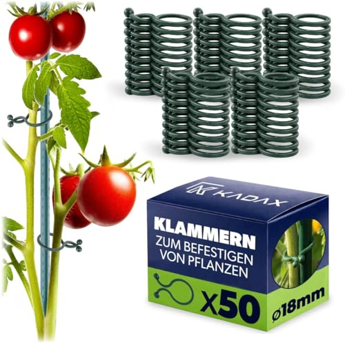 KADAX 50er Set Pflanzenclips 18 mm, Pflanzenklammern zur Fixierung von Pflanzen, Klammern zur Unterstützung von Kletterpflanzen, Tomaten und Gurken