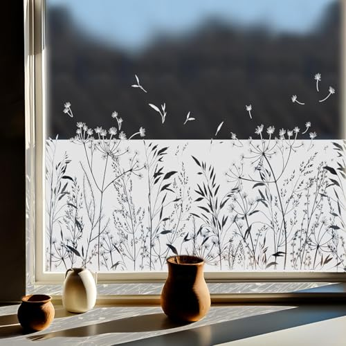 Neukids Fensterfolie Pusteblume, klebefolie Fenster Selbstklebende-58x150cm | Fensterfolie Muster Weiß Pflanze, Fenstersticker Fenster Deko Kinderzimmer Wohnzimmer Schlafzimmer Küche Bad
