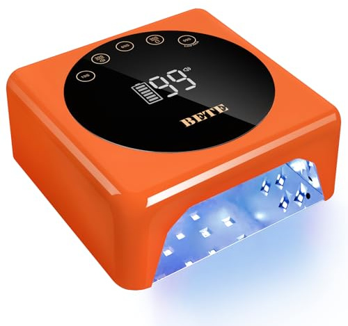 BETE LED-Nagelhärter, kabellos, 78 W, wiederaufladbar, UV-Nageltrockner mit Infrarot-Sensor und LCD-Anzeige, tragbarer Nageltrockner mit 5 Zeiteinstellungen