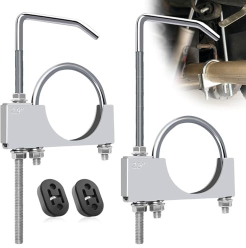 Ppizkk Universal 2.5 Exhaust Clamp with Hanger Rear Muffler,Exhaust Hanger Removal Pliers Universal Exhaust System Hanger for Car Truck Exhaust Pipe (2Pcs 2.5 Inch)