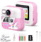 Bacxzomx Appareil Photo Instantané Enfant, 2.4 Écran Appareil Photo Enfant Instantané avec Carte SD 32 Go & Papier d'impression, Stylos Colorés, Cadeau Jouet pour Enfant Filles de 3-14 Ans