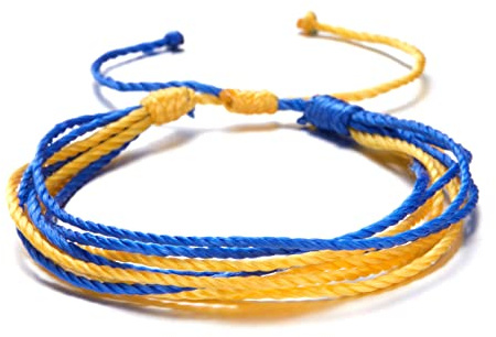CVZJ Bracelet national bleu et jaune tressé fait à la main pour aider à tenir debout