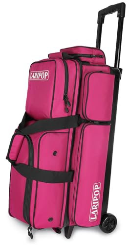 LARIPOP Bowlingtaschen mit Rollen, 3 Bälle und Zubehör, einziehbarer Griff, ausziehbar auf 96,5 cm