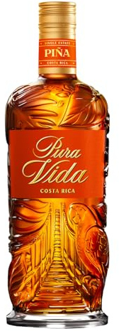 PURA VIDA - Piña - Espirituosos a Base de Ron & Aromas Naturales de Piña - 37,5% Alcohol - Origen: Costa Rica - Botella 70 cl