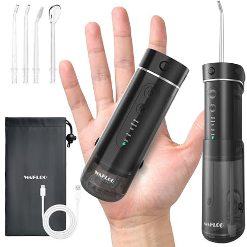 Jet Dentaire Hydropulseur Dentaire Portable, 5 Modes, Réservoir 180ml, IPX7 Étanche, Jet Dentaire de Voyage, Mini Water Flosser pour Maison et Déplacements