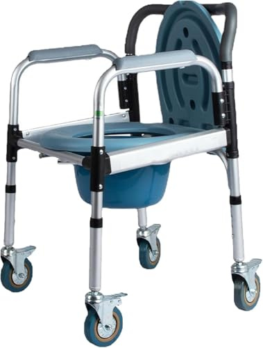 Silla Wc Personas Mayores, Silla Ducha Con Ruedas, Legable Inodoro Portátil Adultos Asiento Bañera Adulto, Soporta Hasta 150 Kg