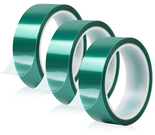 XHNKEG 3 Rollen Hitzebeständiges Klebeband, 50 mm × 33 m Hohen Temperaturen Hitzeschutzband Keine Rückstände Klebebänder Grün Wärmeband Thermo Klebeband zum Basteln Elektrisch