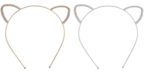 ARTSEWPLY 2Stück Katze Ohren Haarreif Braut Strasssteine Stirnband Dekorative Mädchen Damen Kristall Haarreif für Mädchen Partys Festliche Anlässe Gold