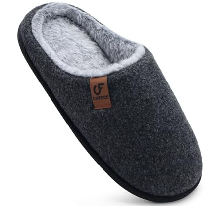 COFACE Chaussons Homme Hiver Pantoufles Chaud en Mousse à Mémoire de Forme | Chaussures de Maison Légères en Feutre Intérieur Extérieur Taille 40-49