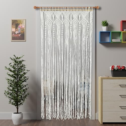 Ateasierlife Curtain Boho Doorway Curtains,Handmade Door Curtain Fly Screen Curtains Window Doors Screens Tassel Doorways Blinds Room Divider Panel (Original, 90×200cm/35×79in, Blossom)