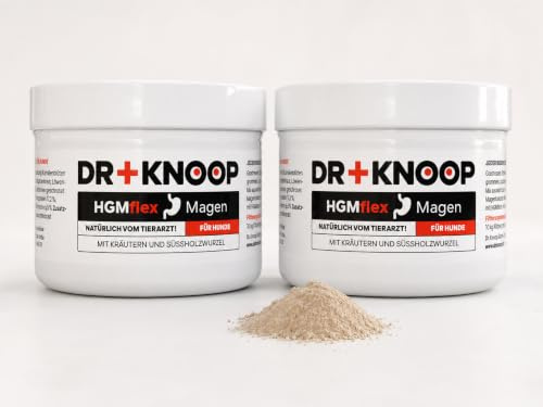 HGM Hund Magenschutz - frisst Gras dann manchmal schaumiger weisslicher Schleim - Sodbrennen wegen Magensäure, natürlicher Säureblocker, Nicht Ulmenrinde oder Heilerde - HGMflex Magen, 2 x 60 g