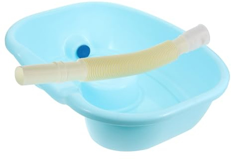 HIAKDOFT Lavatesta Portatile per Anziani e Allettati con Tubo Incluso, Vaschetta Leggera in Abs Facile da Controllare, per Uso Domestico e Ospedaliero