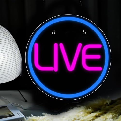 Live Neon Schild, LED On Air Neon Sign für Wand Deko, Dimmbare Brief Neonlichter USB Power für Live Streams Studio Nightclub Bar Club Schlafzimmer Spielzimmer für Streamer Gamer