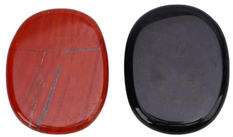 TOPINCN Juego de 2 Piedras de Palma de Cristal, Piedras Preciosas de Bolsillo, Rocas Talladas en Negro y Rojo para Aliviar la Ansiedad y Meditación, Guijarros Pulidos y Caídos para