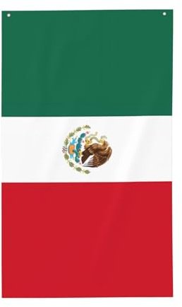 Drapeau du Mexique - Drapeau décoratif d'extérieur - 0,9 x 1,5 m - Bannière verticale en polyester