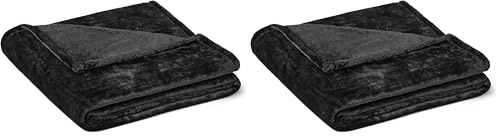 Amazon Basics Manta de Forro Polar Suave y Cálida para Sofá, 127 x 152 cm, Negro (Paquete de 2)