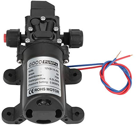 DC 12V 0.9Mpa Diaphragm Water Pump, Self Priming Pump with Pressure Switch, High Pressure 6L/Min Flow for Welding Cooling, Cleaning, Spraying, Lightweight and Durable Design